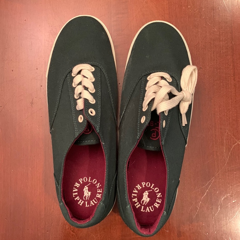 Polo by Ralph Lauren dark green tennis shoes.